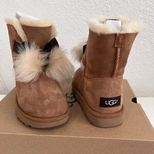 UGG Gita Sheepskin & Fur Pom Pom Boots